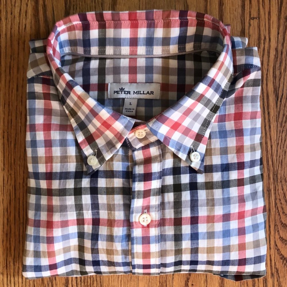 Peter Millar Multicolor Checked Cotton Shirt Men L - image 4